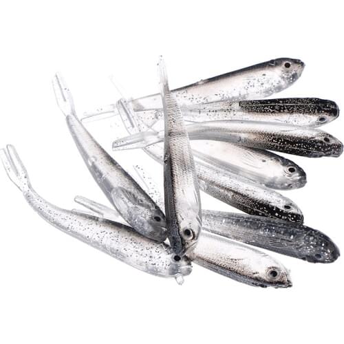 10pcs 80mm Soft Silicone Fishing Lure Minnow Saltwater Freshwater Worms Wobblers Silicone Artificial Bait Bass Tackle Jigs 2.2g