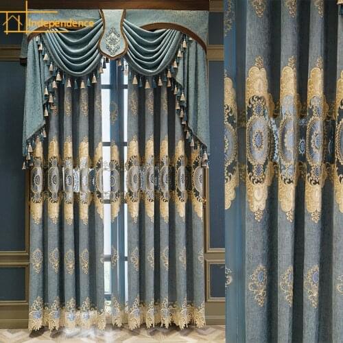 2021 European-style chenille embroidered curtains high-end thickened custom shading Curtains for Living dining room bedroom
