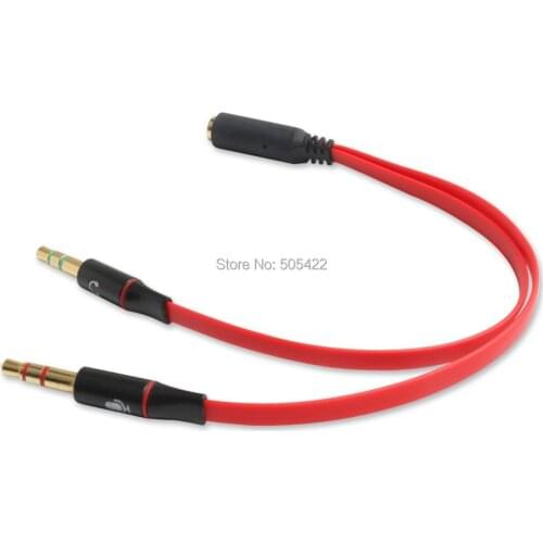 3000pcs/lot New 1 Female to 2 male Headphone Earphone 3.5mm Audio Cable Micphone Splitter Adapter Connected Cord Cable