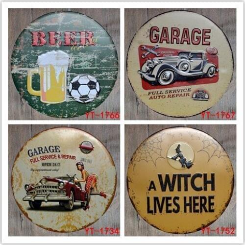 50pcs BBQ ZONE Round Painting Retro Gift Metal Sign Plaque Wall decor