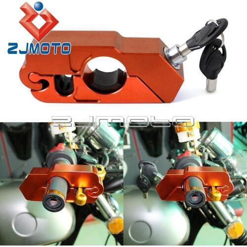 Motorcycle Aluminum Grip Lock Throttle Security Lock For Honda Yamaha Suzuki Ducati Grips Lock Orange
