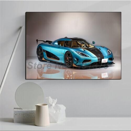 Blue Super Car Canvas Prints Poster Picture Modular Paintings For Living Room On The Wall For Living Room Home Decor