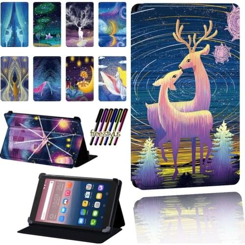 For Alcatel OneTouch Pixi 3 7" 8" 10" /Pixi 4 7" Tablet Paint Case Foldable Dust-proof Protection Cover + Stylus