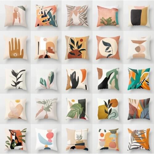 Modern Abstract Art Pink Brown Pillowcase Polyester Geometry Plants/Portrait Print Cushion Cover Decorative Throw Pillow Covers