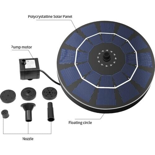 Solar-power Birdbath Fountain Pump 2.5W Anti-Blocking Waterfalls Power Solar Bird Fountain for Bird Bath Garden Small Pond