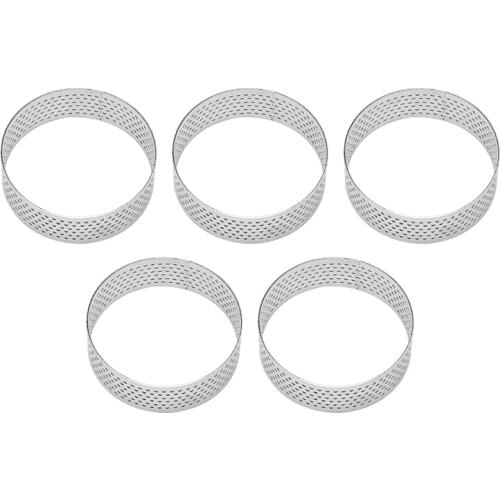 5Pcs 6cm Circular Tart Ring Dessert Stainless Steel Perforation Fruit Pie Quiche Cake Mousse Mold Kitchen Baking Mould
