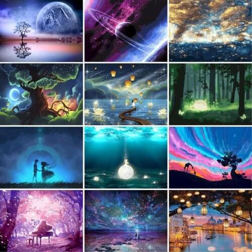 GATYZTORY 40x50cm diy frame fantasy cartoon oil painting by numbers kits Acrylic Paint By Numbers On Canvas Handpainted landscap