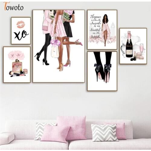 Make Up Rouge Canvas Painting for Girl Bedroom Modern Urbanism Wall Art Poster Print Perfume Women Decorative Pictuer Home Art