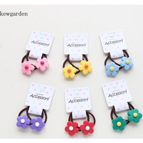 Kewgarden Baby Girl Cute Colorful Flower Hair Rope Scrunchies Headwear Hair Ring Elastic Hair Bands Hair Accessories 6 Pair /Lot