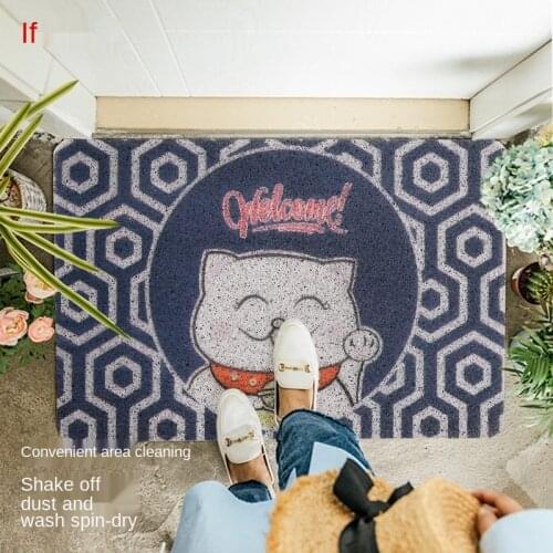Japanese-style Cat Entrance Door Mat Carpet PVC Silk Loop Anti-slip Mat Living Room Mat Custom Hallway Door Mat Home Mat Carpet