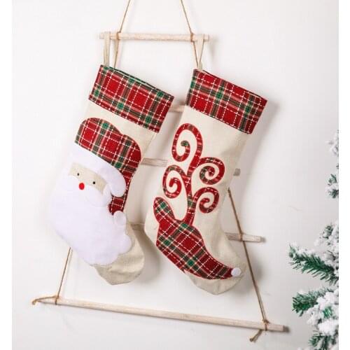 Elk Santa Christmas Stocking Drawstring Gift Bags Biscuit Candy Bag Christmas Tree Decoration Props Sugar Food Apple Storage