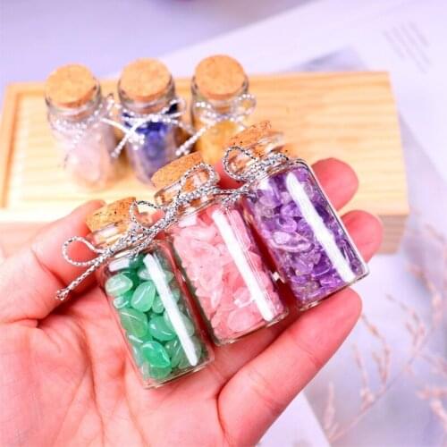 M17D 6 Pcs Gemstone Bottles Set Healing Crystals Stones Chip Tumbled Gem Reiki Wicca Witchcraft Supplies Kit