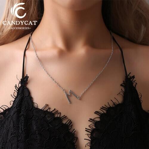 Statement Gold Silver Color Initial Necklace Chain Trendy Minimalist M Pendant Choker Necklace Women 2019 Jewelry Birthday Gifts