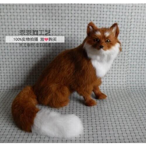 Simulation cute squatting fox 28x26x34cm model polyethylene&furs fox model home decoration props ,model gift d861