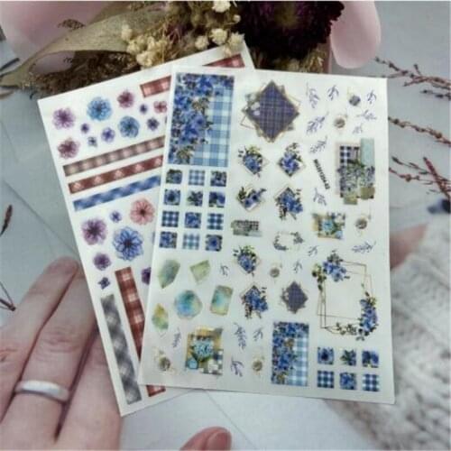 DIY New Arrival Blue Dizzy Flowers Dark Serious Japanese Style Nail Stickers Nail Ornament