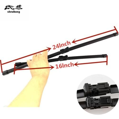 2pcs/lot car styling stickers Wiper blades for Renault Wind E4M (From 2010 onwards) 24"+16" fit push button type wiper arms only