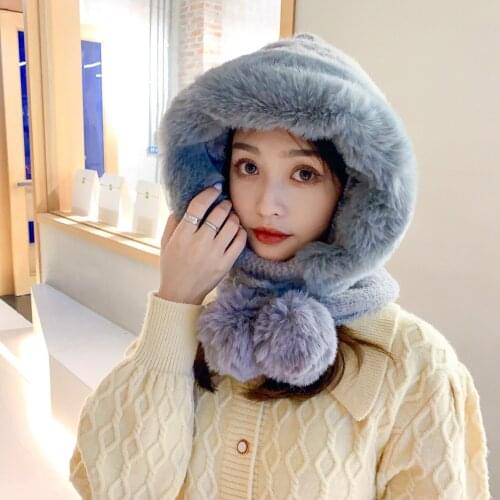 2021 New Autumn and Winter Plush Hat Neck Protection Earflaps Cap Solid Color Lambswool Hat