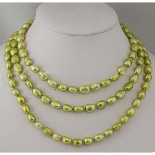 New Arrival Luck Pearl Jewelry Classic Yellow Green Baroque Freshwater Pearl 120CM Long Necklace Charming Women Party Gift