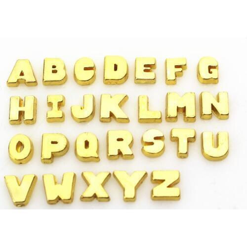 New 260pcs/lot gold plain 26 letters A-Z alphabet floating charms living glass floating memory lockets(per letter 10pcs)