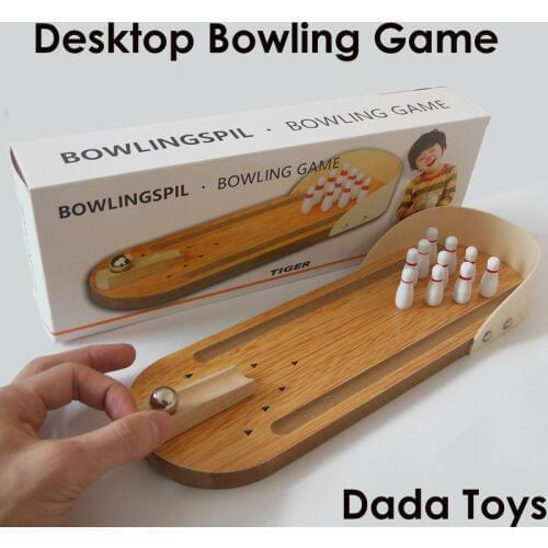Wholesale Mini Wood Table Bowling Parent-child game Family fun finger toy packed in box