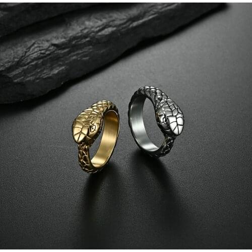 Whole Sales Price High Quality Steel Animal Greedy Snake Finger Rings For Men Male Stainless Steel Best Present Gift Boyfriends