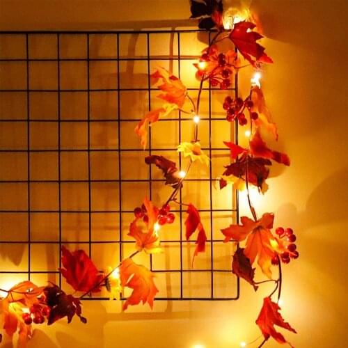 3/6/10M Artificial Autumn Maple Leaves Garland Led Fairy Lights for Christmas Decoration Thanksgiving Party DIY Decor Halloween