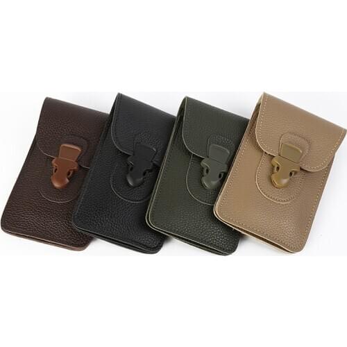 New Style Pu Thin Wearable Leather Belt Mens Mobile Phone Waist Bag Business Assorted Styles Optional Verticle Square Casual