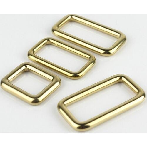 Solid brass square ring buckles cast seamless rectangle rings leather craft bag strap buckle garment belt luggage purse DIY