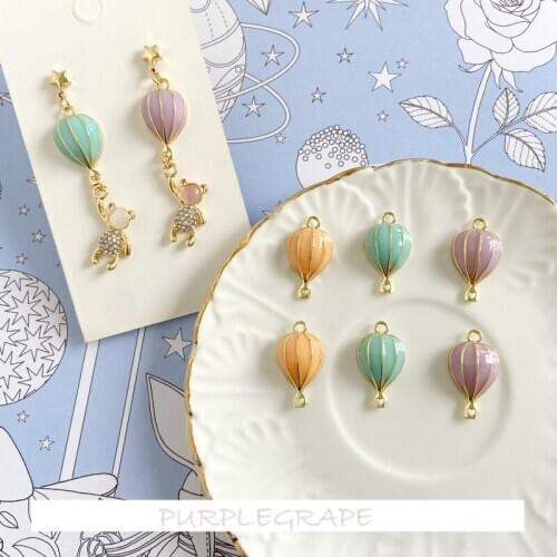 Alloy Double Hanging Semi-dimensional Hot Air Balloon Modeling Accessories Creative Handmade DIY Earring Pendant Material