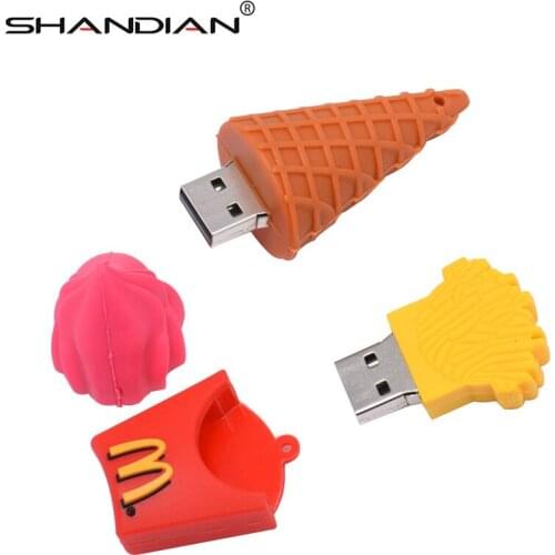 SHANDIAN usb Cartoon French fries flash drive lovely pen drive 4gb 8g 16gb 32gb 64gb McDonalds pen drive memory stick cute gift