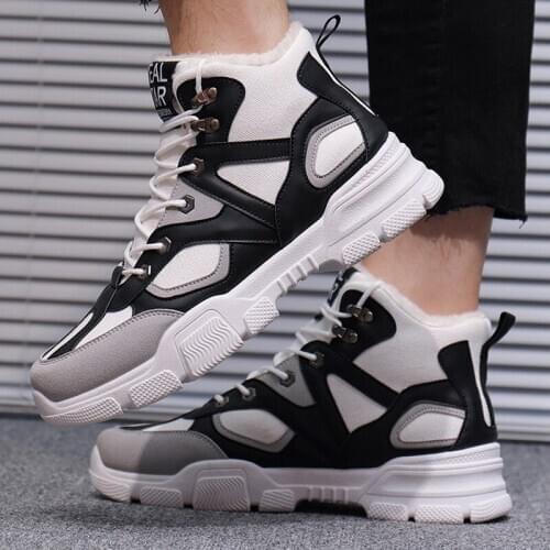 High-top Snow Boots Mens Winter Cotton Beige Shoe Plus Velvet Warm Sports High Outdoor Non-slip Designer Shoes Zapatos De Mujer