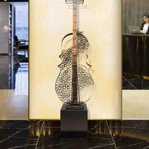 Iron classical musical instrument decoration hotel lobby decoration commercial club bar porch floor handicraft sculpture