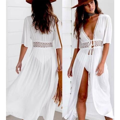 Women Swimwear Bikini Cover Up sexy Bathing Suit Bikini Swimwear lace up Cover Up Beach Dress Sarong 2020 lace beach wrap