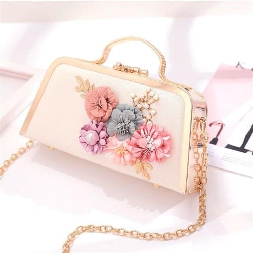 Ladies Party Clutch Floral Ladies Evening Bag Designer Handbag Luxury Acrylic Chain One Shoulder Messenger Bag