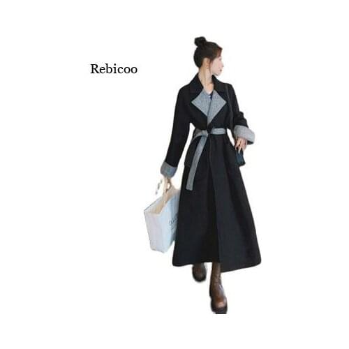 Women Vintage Woolen Coat Fashion Autumn Winter High Quality Plus Size Female Long Section Office Lady Elegant Coat