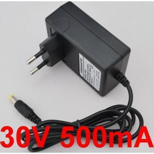 1PCS 30V 500mA High quality AC 100V-240V Converter Switching power adapter DC 30V 500mA 0.5A Supply EU Plug DC 5.5mm x 2.1mm