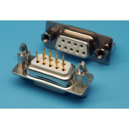 10pcs DP9 Female Insert plate type RS232 serial port DB9 female socket adapter With harpoon screw