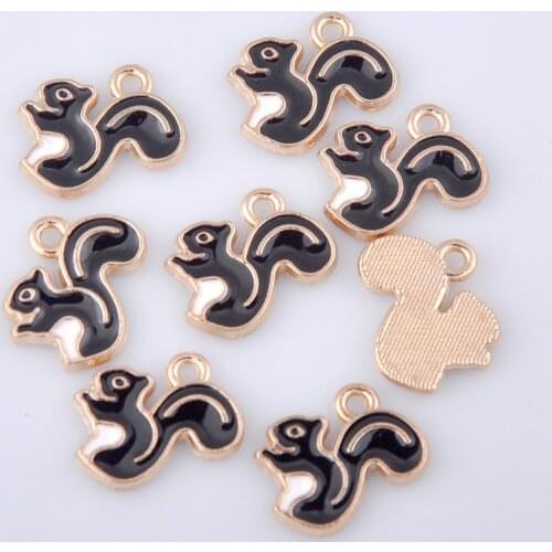 2018Popular new alloy animal dangle Black squirrel charms, enamel squirrel pendant oil drop for metal earrings hair accessories