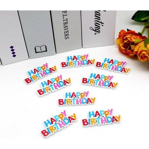 30PCS happy Birthday wooden buttons for Craft Embellishment Making Craft Supplies sewing accessories botones