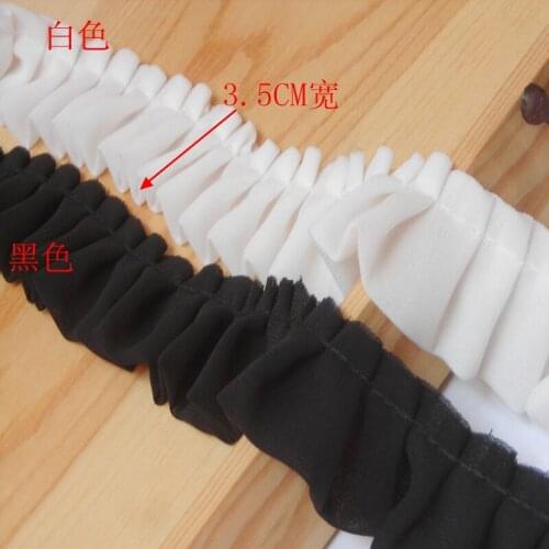 4meter 3CM wide DIY accessories lace double-layer white/black chiffon folds lace accessories lace stand collar lace collar SC247