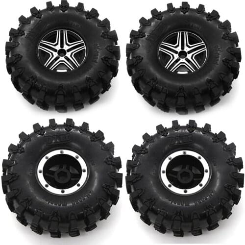 4PCS Metal 2.2 Beadlock Wheel Rim Tires Set For 1/10 RC Crawler Car Axial SCX10 90046 Traxxas TRX-4 Redcat GEN 8