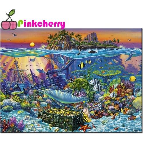 5d diy diamond painting Coral Reef Island mosaic cross stitch beads embroidery diamond round square stones decor k948