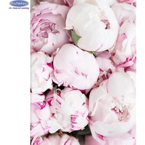 5D diamond Embroidery diy diamond painting Pink peony flowers Diamond mosaic cross stitch full Square round drill kit decoration