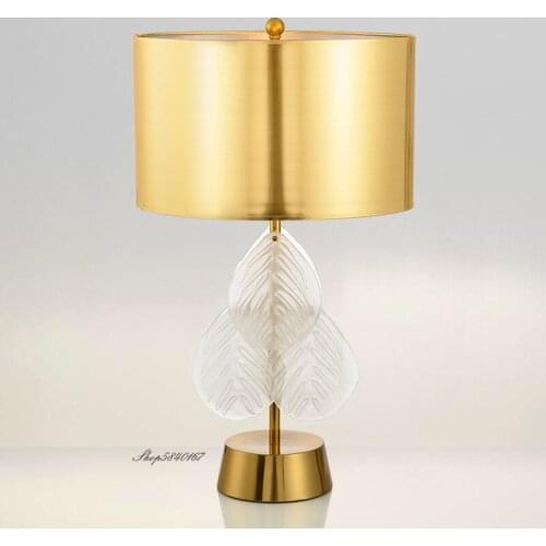 American Creative Leaves Table Lamp Luxury Copper Desk Lamp for Living Room Bedroom Lights Study Decoration Modern Beside Lamp