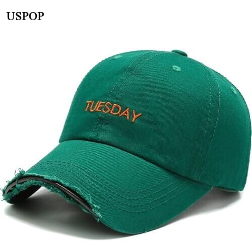 USPOP New Fashion Week Caps Women 100% Cotton Baseball Caps Men Sunshade Solid Color Letter Embroidery Caps