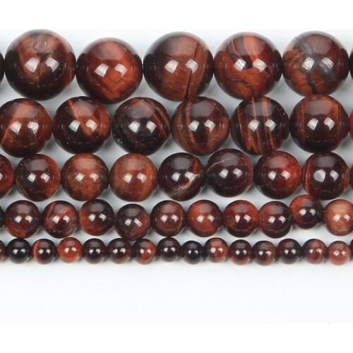 Natural Stone Red Tiger Eye Perles Charm Round Loose Beads For Jewelry Making DIY Necklace Bracelets Strand 4/6/8/10/12 MM