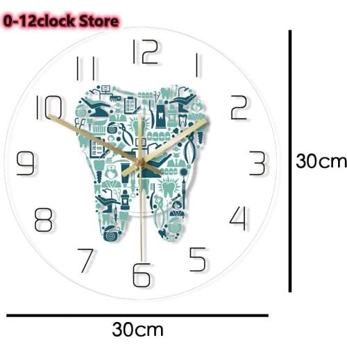 Dental Hospital Silent Wall Clock Transparent Reloj Pared Quartz Needle Tooth Dentistry Watch Teeth Care Modern Design Zegar