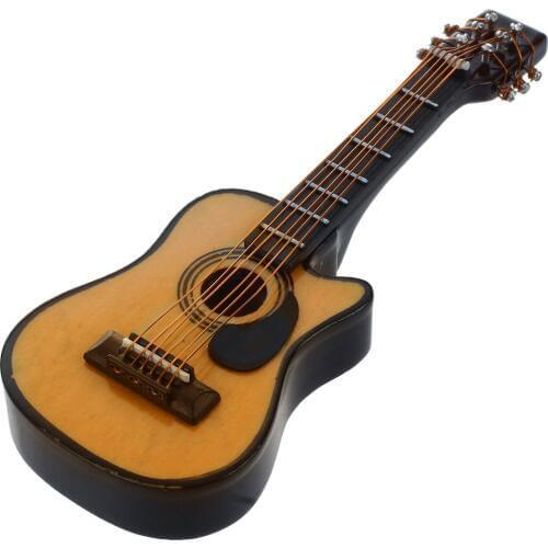 FBIL-1:12 Dollhouse Miniature Music Instrument Acoustic Guitar Yellow and Brown red