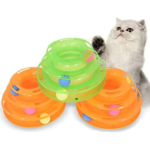 Pet Cat Toy Three Levels Tower Tracks Disc Cat Intelligence Amusement Triple Pay Cat Toys Ball Training Plate Toys Pet Products