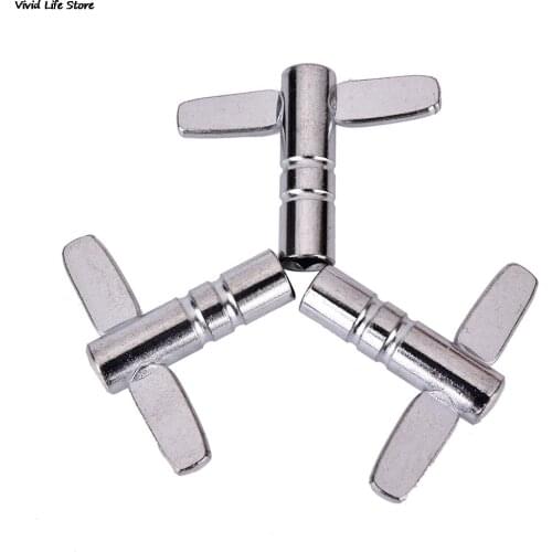 Square Socket Tool 3 Pcs 1/5" Silvery Metal Drum Skin Tuning Key Tuner Solid Snare Wrench Hole Dia 5x5mm